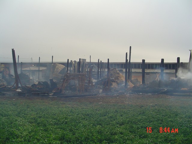 Barn was totally destroyed in the fire